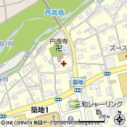 静岡県藤枝市築地1丁目14周辺の地図