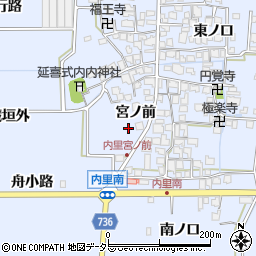 京都府八幡市内里宮ノ前周辺の地図