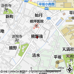 愛知県西尾市平坂町熊野後周辺の地図