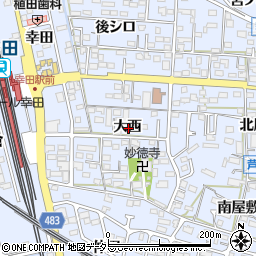 愛知県額田郡幸田町芦谷大西周辺の地図