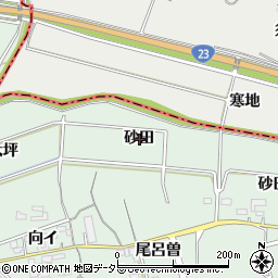 愛知県西尾市家武町砂田周辺の地図