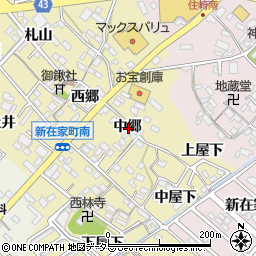 愛知県西尾市新在家町中郷周辺の地図