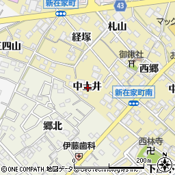 愛知県西尾市新在家町中土井周辺の地図