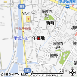 愛知県西尾市平坂町午築地周辺の地図