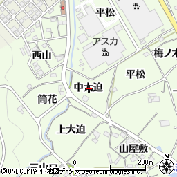 愛知県額田郡幸田町六栗中大迫周辺の地図