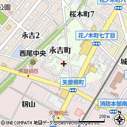 愛知県西尾市永吉町周辺の地図