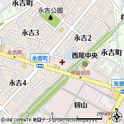愛知県西尾市永吉2丁目98周辺の地図