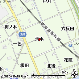 愛知県額田郡幸田町六栗清水周辺の地図