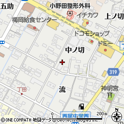 愛知県西尾市丁田町中ノ切周辺の地図