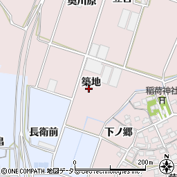 愛知県豊川市江島町築地周辺の地図