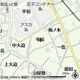 愛知県額田郡幸田町六栗平松周辺の地図
