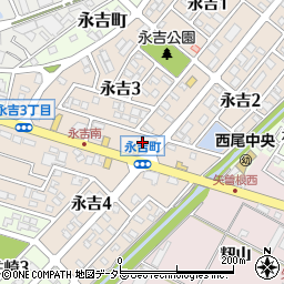 愛知県西尾市永吉3丁目73周辺の地図