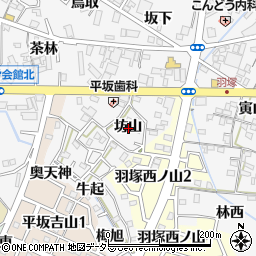 愛知県西尾市羽塚町坊山周辺の地図