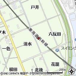 愛知県額田郡幸田町六栗四反田周辺の地図