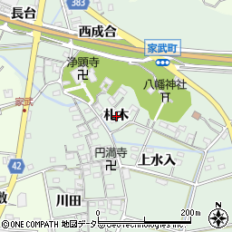 愛知県西尾市家武町札木周辺の地図