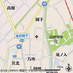 愛知県豊川市金沢町岡下周辺の地図
