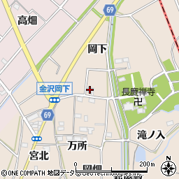 愛知県豊川市金沢町（岡下）周辺の地図