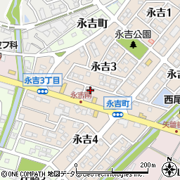 愛知県西尾市永吉3丁目68周辺の地図