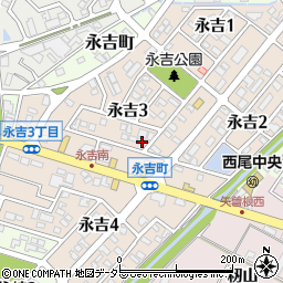 愛知県西尾市永吉3丁目60周辺の地図