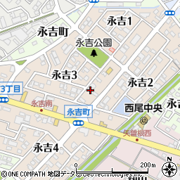 愛知県西尾市永吉3丁目48周辺の地図