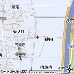 京都府八幡市内里砂田9周辺の地図