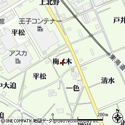 愛知県額田郡幸田町六栗梅ノ木周辺の地図