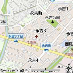 愛知県西尾市永吉3丁目64周辺の地図