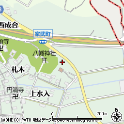 愛知県西尾市家武町八幡山周辺の地図