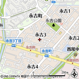 愛知県西尾市永吉3丁目57周辺の地図