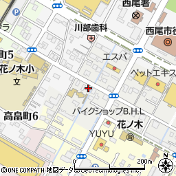 愛知県西尾市丁田町落周辺の地図