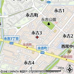 愛知県西尾市永吉3丁目58周辺の地図