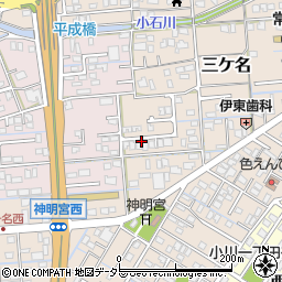 静岡県焼津市三ケ名1277周辺の地図