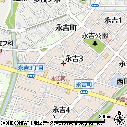 愛知県西尾市永吉3丁目55周辺の地図