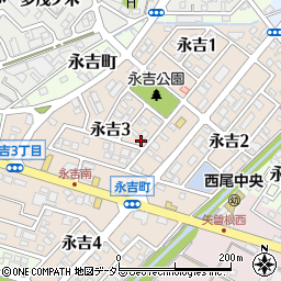 愛知県西尾市永吉3丁目32周辺の地図
