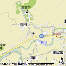 愛知県新城市中宇利高田周辺の地図