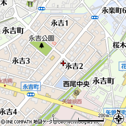 愛知県西尾市永吉2丁目80周辺の地図