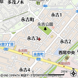 愛知県西尾市永吉3丁目34周辺の地図