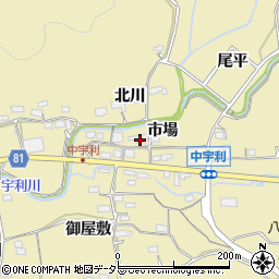 愛知県新城市中宇利市場周辺の地図