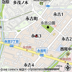 愛知県西尾市永吉3丁目周辺の地図