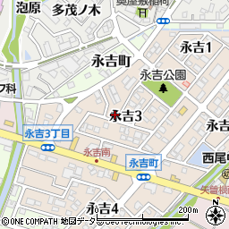 愛知県西尾市永吉3丁目6周辺の地図