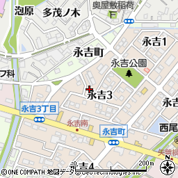 愛知県西尾市永吉3丁目6-2周辺の地図