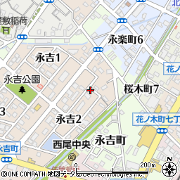愛知県西尾市永吉2丁目46周辺の地図