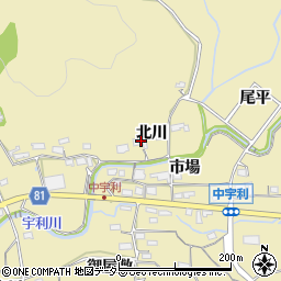 愛知県新城市中宇利北川周辺の地図
