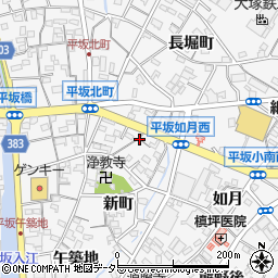 愛知県西尾市平坂町北新町周辺の地図