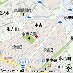 愛知県西尾市永吉1丁目55周辺の地図