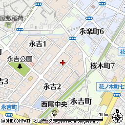 愛知県西尾市永吉2丁目61周辺の地図