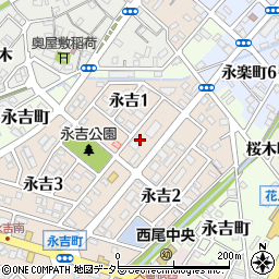 愛知県西尾市永吉1丁目40周辺の地図