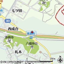 愛知県西尾市家武町東成合周辺の地図