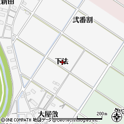 愛知県西尾市大和田町下法周辺の地図