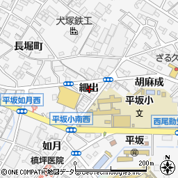 愛知県西尾市平坂町細出周辺の地図